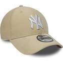 mutzen-gebogen-beige-snapback-9forty-entry-cord-der-new-york-yankees-mlb-von-new-era