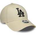 casquette-courbee-beige-ajustable-pour-femme-avec-logo-noir-9forty-infill-los-angeles-dodgers-mlb-new-era