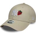 mutzen-gebogen-beige-verstellbares-band-9forty-fruit-icon-strawberry-der-new-york-yankees-mlb-von-new-era