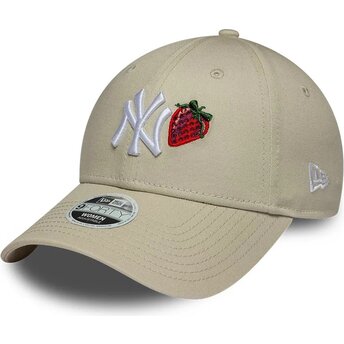 Mützen gebogen beige verstellbares band 9FORTY Fruit Icon Strawberry der New York Yankees MLB von New Era