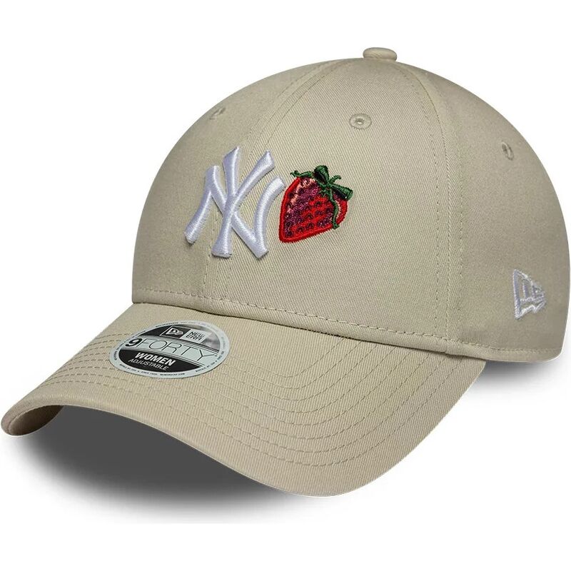 casquette-courbee-beige-ajustable-pour-femme-9forty-fruit-icon-strawberry-new-york-yankees-mlb-new-era