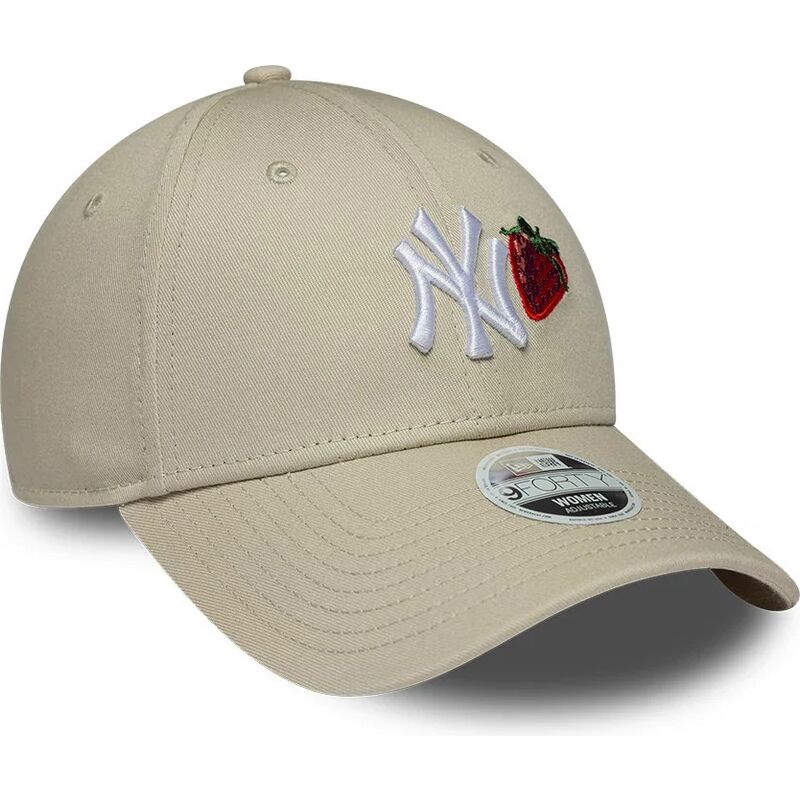 casquette-courbee-beige-ajustable-pour-femme-9forty-fruit-icon-strawberry-new-york-yankees-mlb-new-era