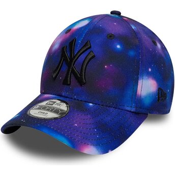 Casquette courbée multicolore snapback pour enfant avec logo noir 9FORTY All Over Print Space New York Yankees MLB New Era
