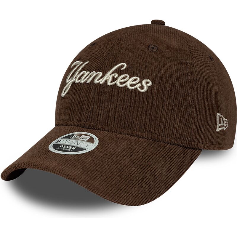 casquette-courbee-marron-ajustable-pour-femme-9twenty-cord-script-new-york-yankees-mlb-new-era casquette-courbee-marron-ajustable-pour-femme-9twenty-cord-script-new-york-yankees-mlb-new-era