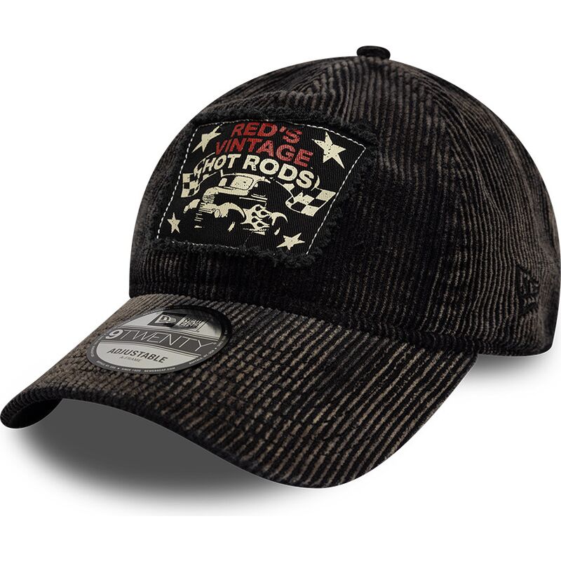 casquette-courbee-noire-ajustable-9twenty-patch-acid-cord-hot-rods-new-era