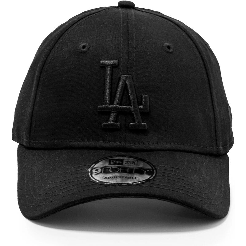 schwarze-verstellbare-curved-cap-mit-schwarzem-logo-9forty-league-essential-der-los-angeles-dodgers-mlb-von-new-era schwarze-verstellbare-curved-cap-mit-schwarzem-logo-9forty-league-essential-der-los-angeles-dodgers-mlb-von-new-era
