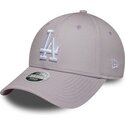 casquette-courbee-violette-claire-ajustable-pour-femme-9forty-league-essential-los-angeles-dodgers-mlb-new-era