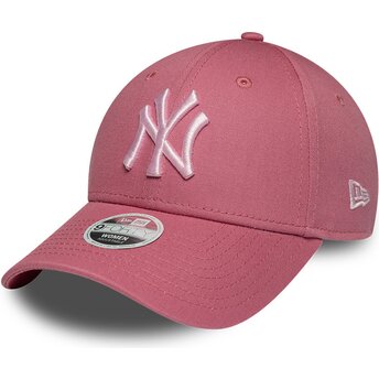 Casquette courbée rose ajustable pour femme avec logo rose 9FORTY League Essential CAS New York Yankees MLB New Era