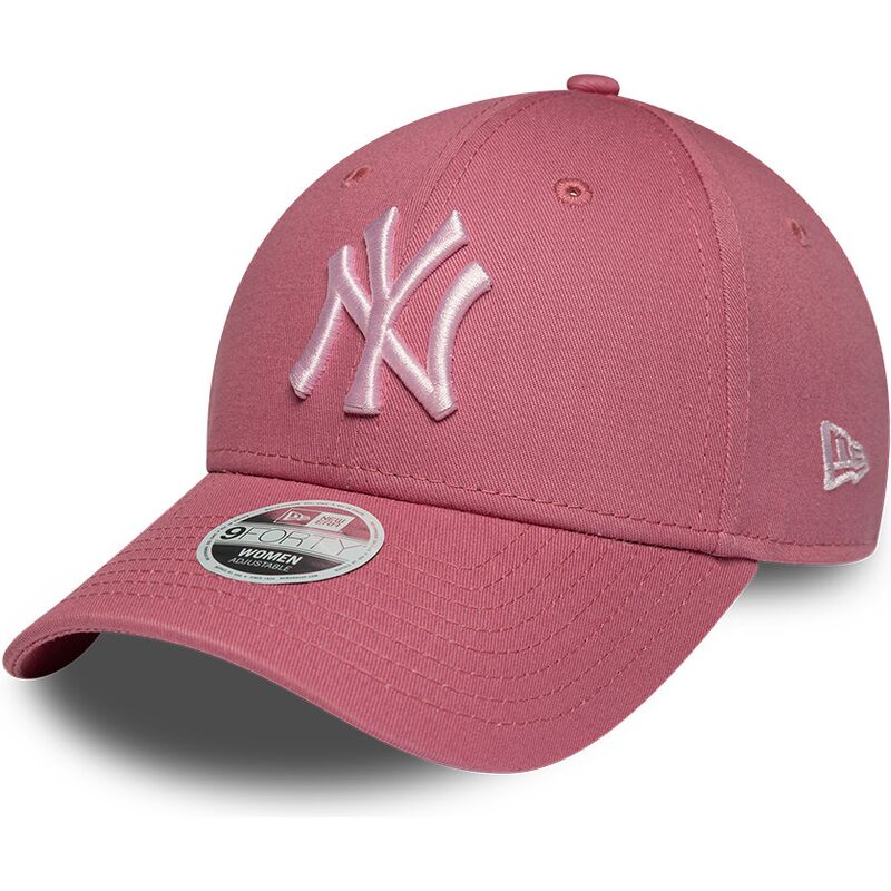 casquette-courbee-rose-ajustable-pour-femme-avec-logo-rose-9forty-league-essential-cas-new-york-yankees-mlb-new-era