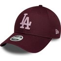 mutzen-gebogen-rot-verstellbares-band-rosa-9forty-metallic-der-los-angeles-dodgers-mlb-von-new-era