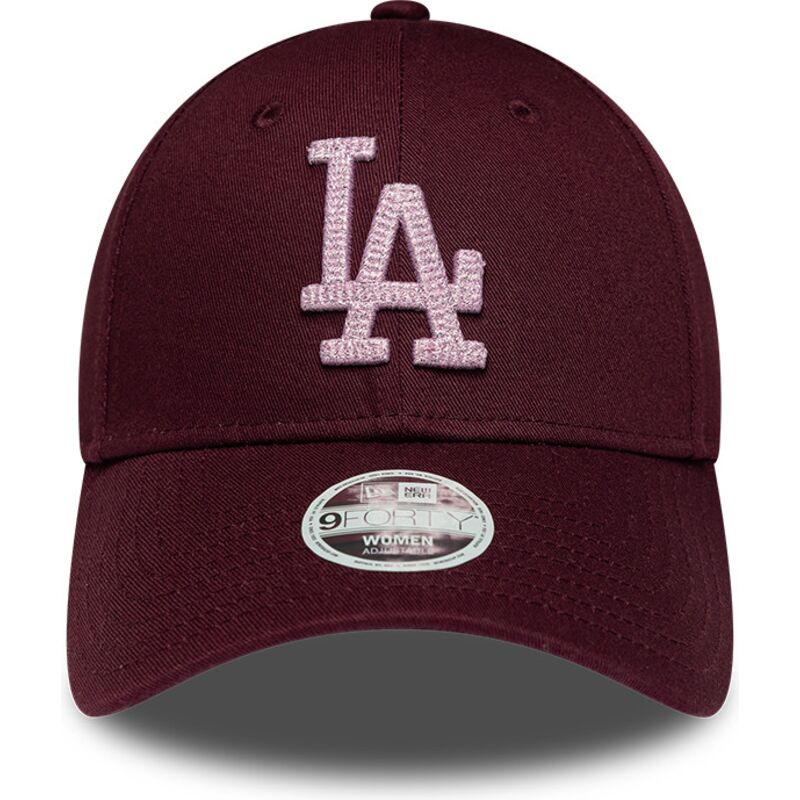 mutzen-gebogen-rot-verstellbares-band-rosa-9forty-metallic-der-los-angeles-dodgers-mlb-von-new-era