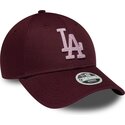 mutzen-gebogen-rot-verstellbares-band-rosa-9forty-metallic-der-los-angeles-dodgers-mlb-von-new-era