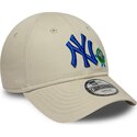 casquette-courbee-beige-ajustable-avec-logo-bleu-9forty-monster-icon-new-york-yankees-mlb-new-era
