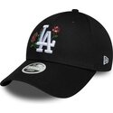 mutzen-gebogen-schwarz-snapback-9forty-rose-sequin-der-los-angeles-dodgers-mlb-von-new-era