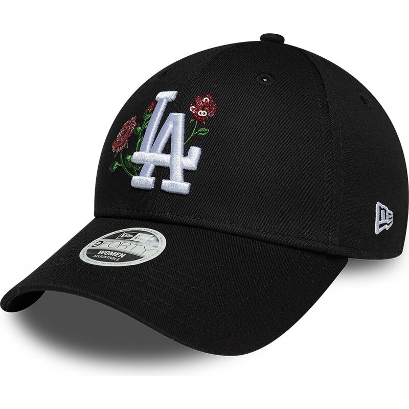 mutzen-gebogen-schwarz-snapback-9forty-rose-sequin-der-los-angeles-dodgers-mlb-von-new-era