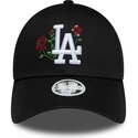 mutzen-gebogen-schwarz-snapback-9forty-rose-sequin-der-los-angeles-dodgers-mlb-von-new-era