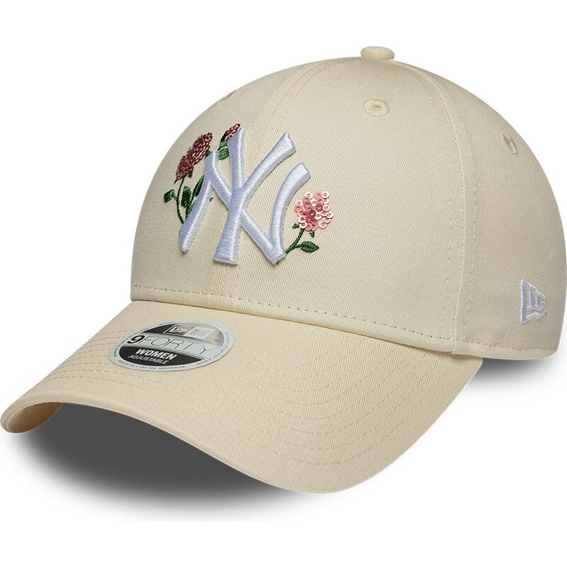 mutzen-gebogen-beige-snapback-9forty-rose-sequin-der-new-york-yankees-mlb-von-new-era