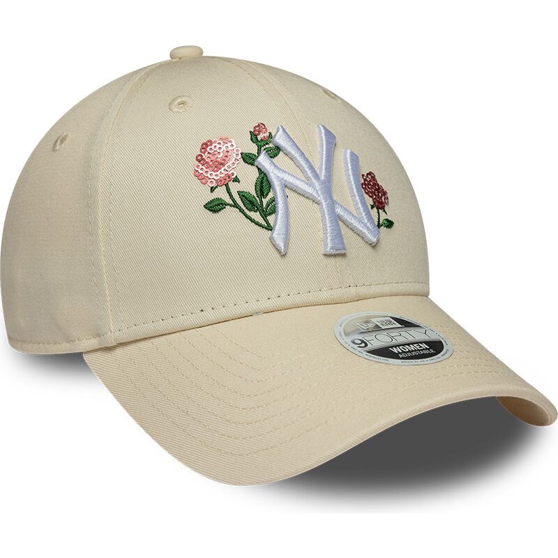casquette-courbee-beige-snapback-pour-femme-9forty-rose-sequin-new-york-yankees-mlb-new-era casquette-courbee-beige-snapback-pour-femme-9forty-rose-sequin-new-york-yankees-mlb-new-era