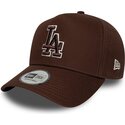casquette-courbee-marron-snapback-avec-logo-marron-e-frame-team-outline-los-angeles-dodgers-mlb-new-era