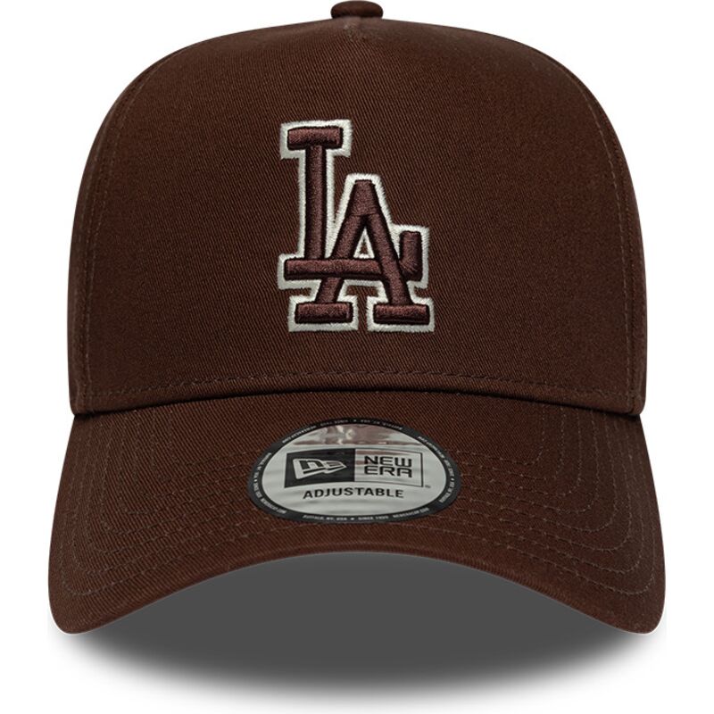 casquette-courbee-marron-snapback-avec-logo-marron-e-frame-team-outline-los-angeles-dodgers-mlb-new-era