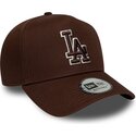 mutzen-gebogen-braun-snapback-9forty-e-frame-team-outline-der-los-angeles-dodgers-mlb-von-new-era