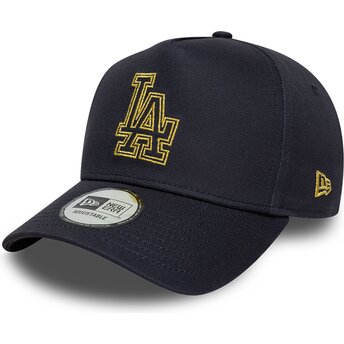 Casquette courbée bleue marine snapback avec logo doré E Frame Metallic Outline Los Angeles Dodgers MLB New Era