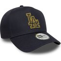 casquette-courbee-bleue-marine-snapback-avec-logo-dore-e-frame-metallic-outline-los-angeles-dodgers-mlb-new-era