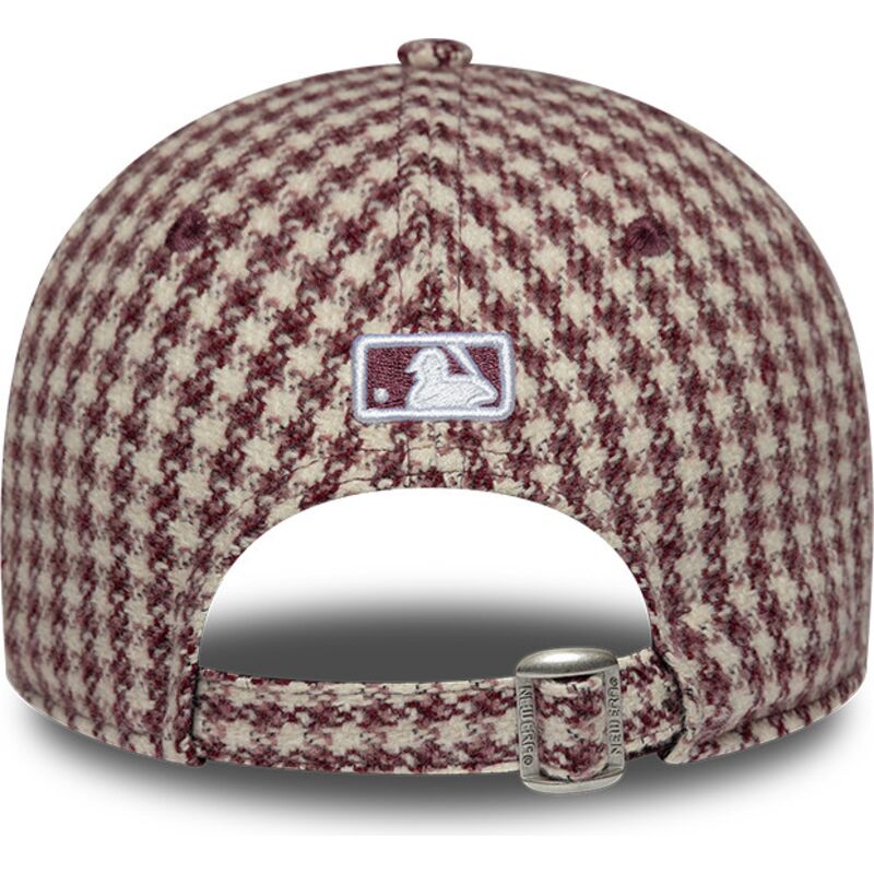 mutzen-gebogen-rot-verstellbares-band-9forty-m-crown-houndstooth-der-new-york-yankees-mlb-von-new-era