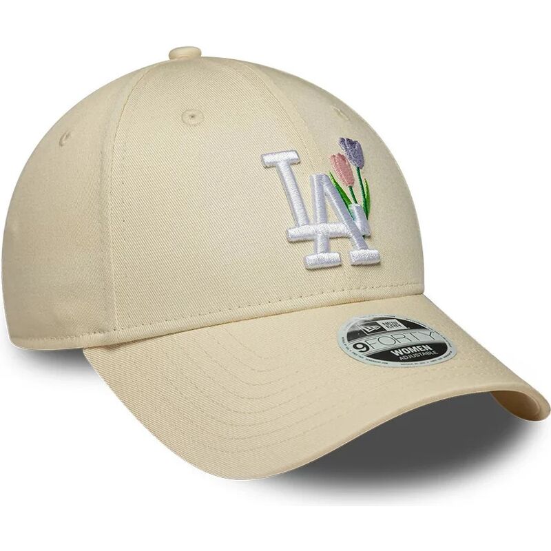 casquette-courbee-beige-ajustable-pour-femme-9forty-flower-icon-los-angeles-dodgers-mlb-new-era