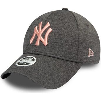 casquette-courbee-grise-ajustable-avec-logo-rose-9forty-tech-pull-new-york-yankees-mlb-new-era