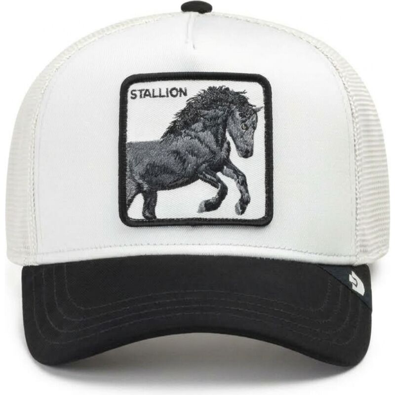 casquette-trucker-blanche-et-noire-cheval-digital-stallion-split-decision-the-farm-goorin-bros