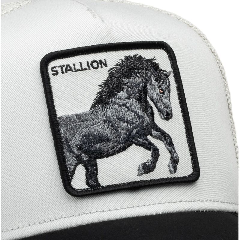casquette-trucker-blanche-et-noire-cheval-digital-stallion-split-decision-the-farm-goorin-bros