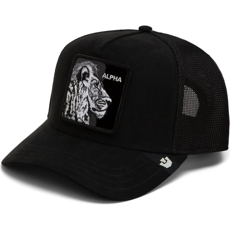 mutzen-gebogen-schwarz-snapback-black-out-lion-blackened-metallic-alpha-the-farm-goorin-bros