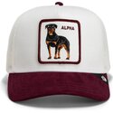 casquette-trucker-blanche-et-grenat-rottweiler-suede-alpha-microsuede-the-farm-goorin-bros