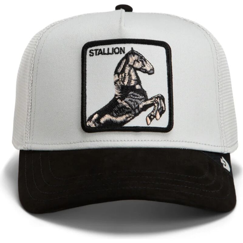casquette-trucker-grise-et-noire-cheval-suede-stallion-microsuede-the-farm-goorin-bros