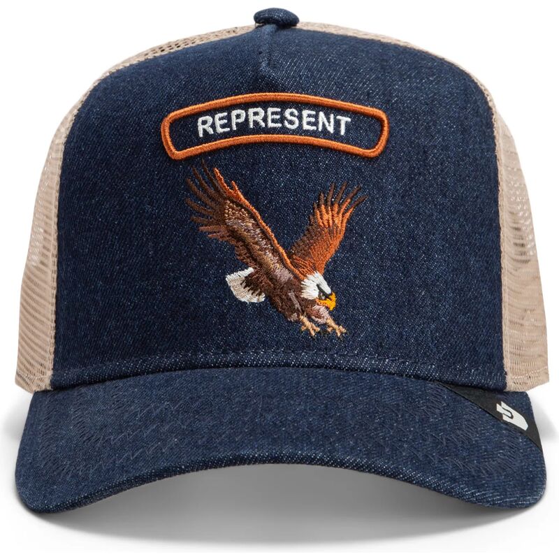 casquette-trucker-bleue-marine-et-beige-aigle-represent-rocker-denim-after-dark-the-farm-goorin-bros casquette-trucker-bleue-marine-et-beige-aigle-represent-rocker-denim-after-dark-the-farm-goorin-bros