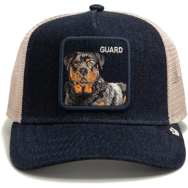 casquette-trucker-bleue-marine-et-beige-chien-guard-denim-after-dark-the-farm-goorin-bros