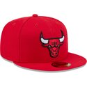 casquette-plate-rouge-ajustee-59fifty-side-script-chicago-bulls-nba-new-era