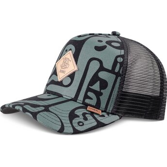 Casquette trucker verte et noire HFT Denim Oracle Djinns