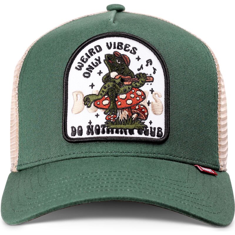 mutzen-gebogen-grun-snapback-hft-do-nothing-club-weird-vibes-frog-von-djinns