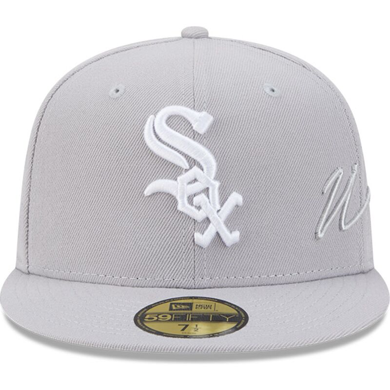 mutzen-flach-grau-angepasst-59fifty-side-script-der-chicago-white-sox-mlb-von-new-era