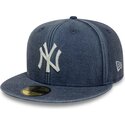 mutzen-flach-marineblau-angepasst-59fifty-washed-der-new-york-yankees-mlb-von-new-era
