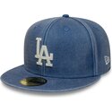 mutzen-flach-blau-angepasst-59fifty-washed-der-los-angeles-dodgers-mlb-von-new-era