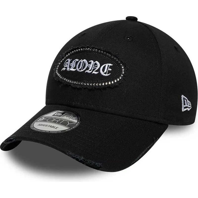 casquette-courbee-noire-ajustable-9forty-gem-patch-distress-alone-new-era