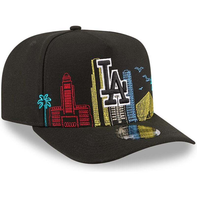 casquette-courbee-noire-snapback-9fifty-a-frame-precurved-skyline-los-angeles-dodgers-mlb-new-era