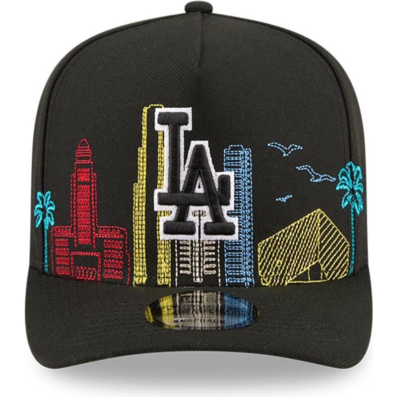 mutzen-gebogen-schwarz-snapback-9fifty-a-frame-precurved-skyline-der-los-angeles-dodgers-mlb-von-new-era