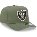 mutzen-gebogen-grun-snapback-9fifty-a-frame-precurved-side-pin-der-las-vegas-raiders-nfl-von-new-era