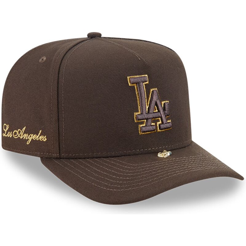 casquette-courbee-marron-snapback-9fifty-a-frame-precurved-visor-pin-los-angeles-dodgers-mlb-new-era