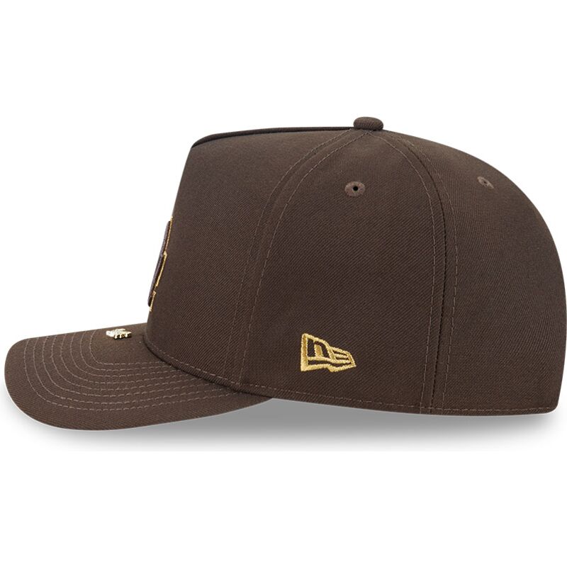 mutzen-gebogen-braun-snapback-9fifty-a-frame-precurved-visor-pin-der-los-angeles-dodgers-mlb-von-new-era