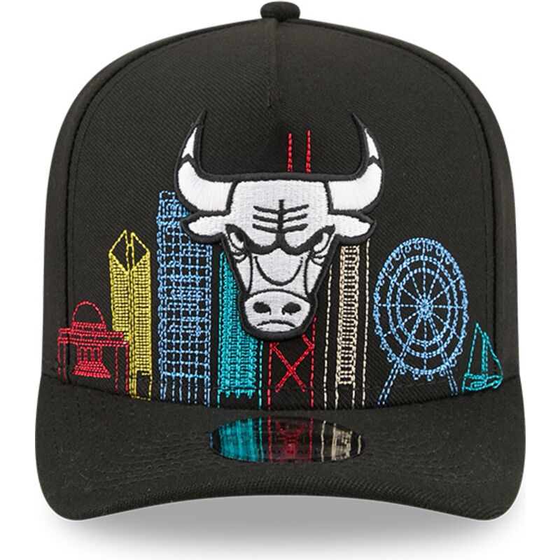 mutzen-gebogen-schwarz-snapback-9fifty-a-frame-precurved-skyline-der-chicago-bulls-nba-von-new-era